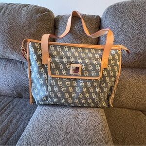 Authentic Large Dooney & Bourke Grey and Tan Travel Bag